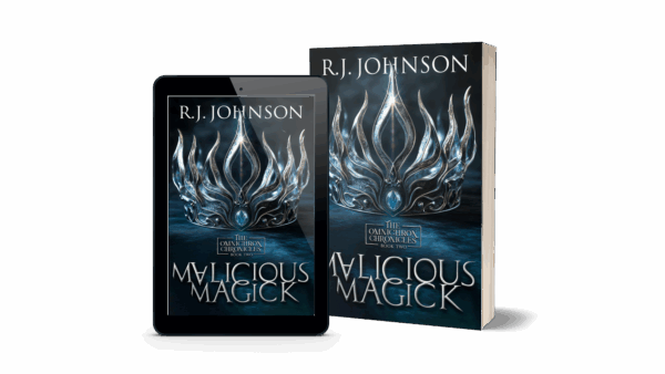 a 3D Mockup of the cover for Malicious Magick: Book 2 of the Omnichron Chronicles by RJ Johnson